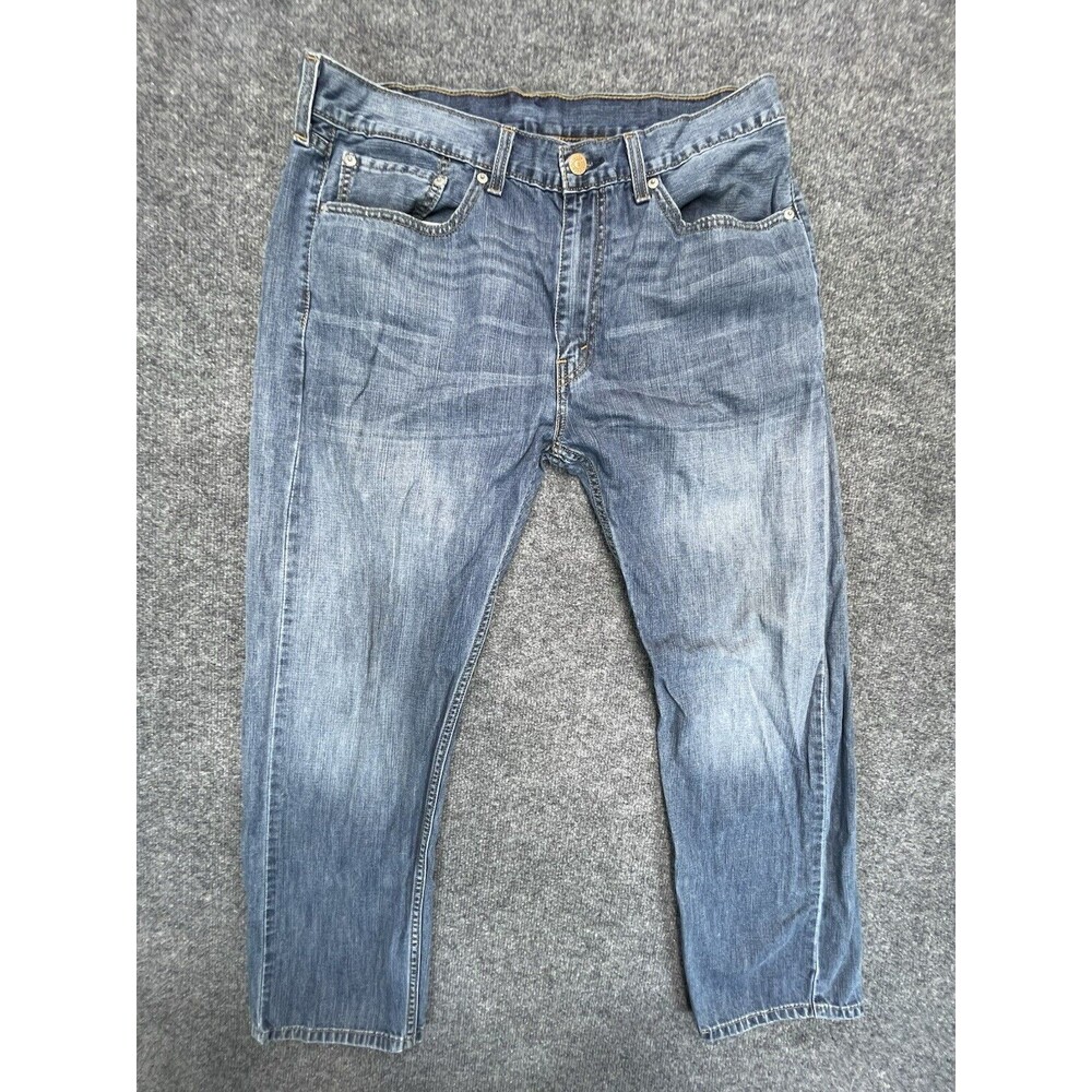 Levi's 505 Jeans Mens 36x30 Blue Light Wash Denim Straight Leg Zip Fly Regular